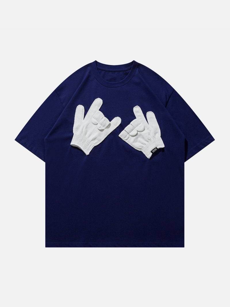 Noir  T Shirts Aelfric Eden Gloves Gestures Graphique Tee - OFR-0702375